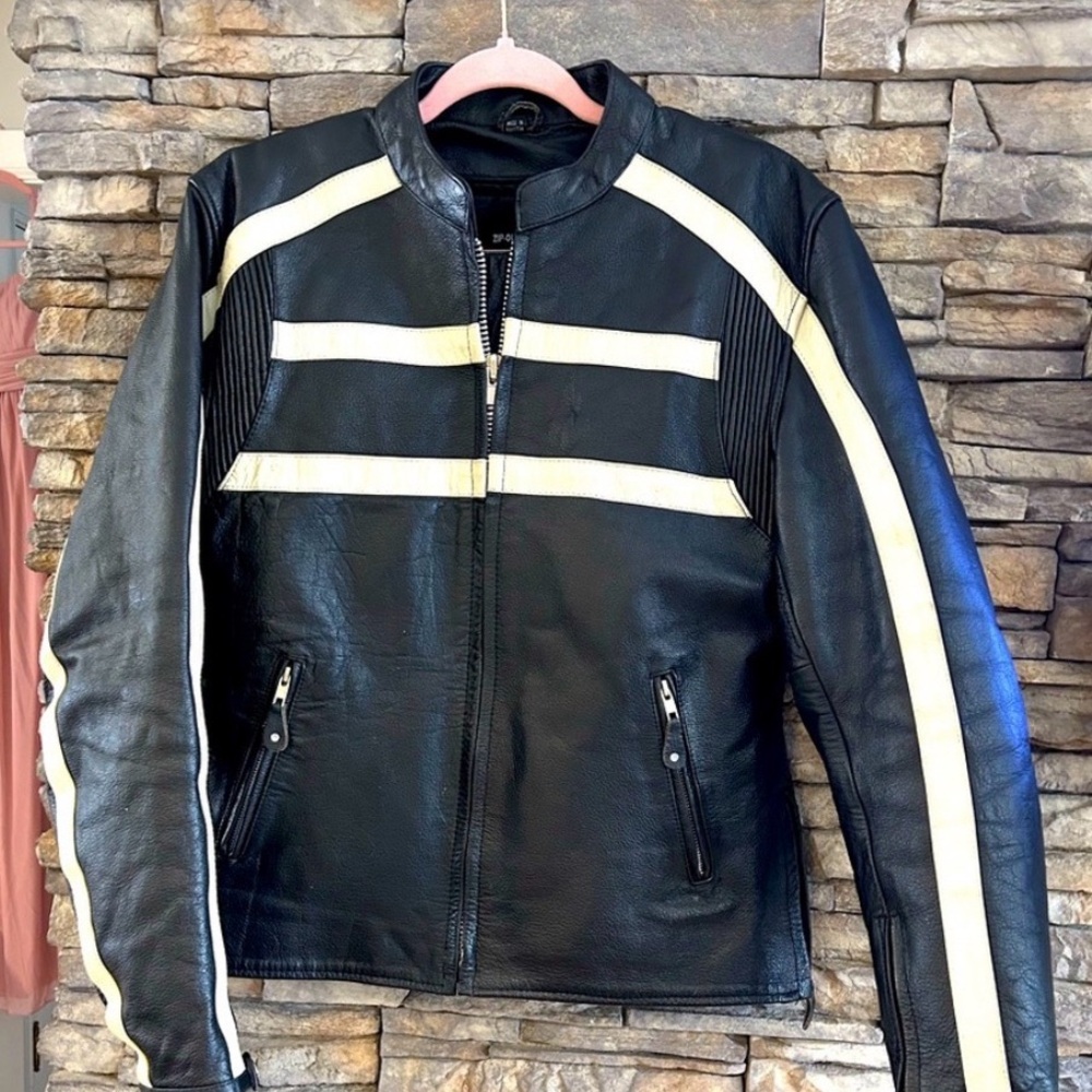 Genuine Leather Riding Bike Jacket, L